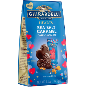 ghirardelli Dark Chocolate Sea Salt Caramel Hearts 4.1 Oz Bag